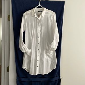 NWT Stewart & Brown white organic cotton button down shirtdress.